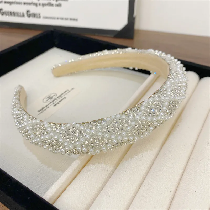 Heavy Industry Light Luxury New High-grade High-definition Pearl Headband - Grid Pearl