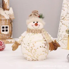 Long Velvet Christmas Snowman Decorative Supplies - Middle Round Cap - View 1