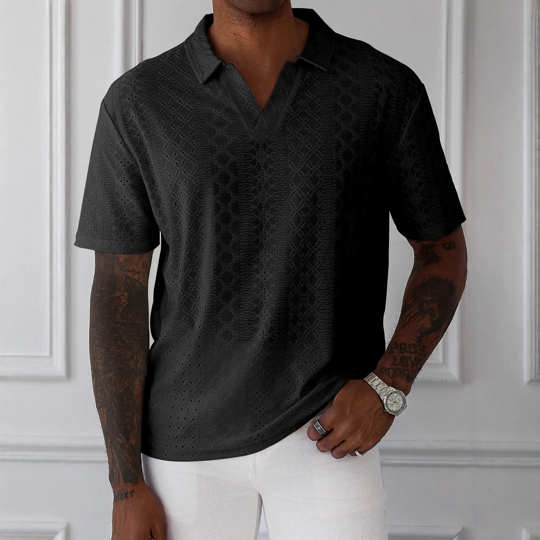 Casual Stylish Mens Hollow-out Short Top
