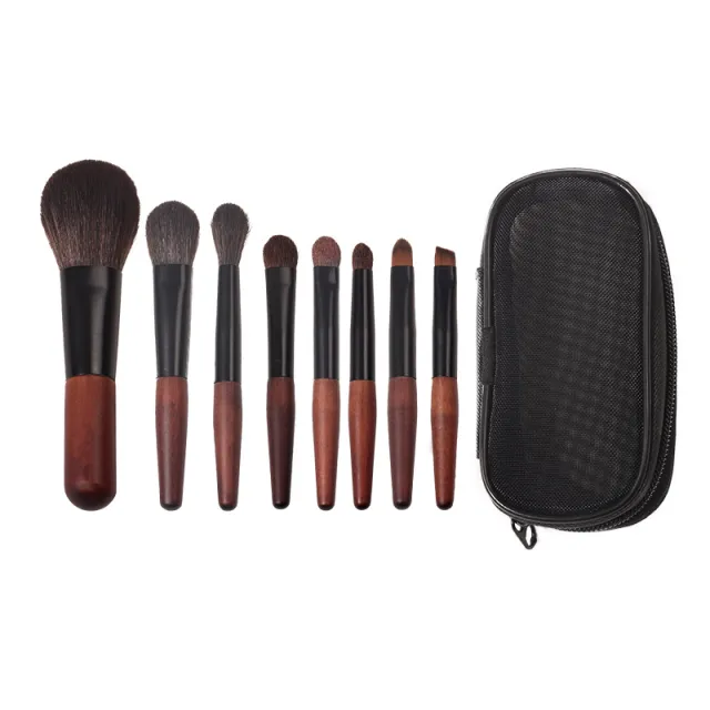 Mini Makeup Brush Suit Portable Travel Mini 8 Ebony Storage Bags - Shop at LoveMi