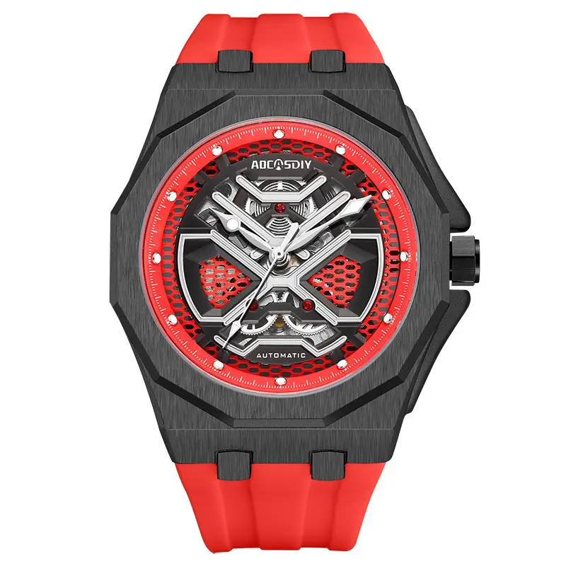 Trendy Hollow Mechanical Watch With Luminous Display And Water Resistance For Men