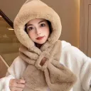 Leather Tag Plush Bonnet Khaki