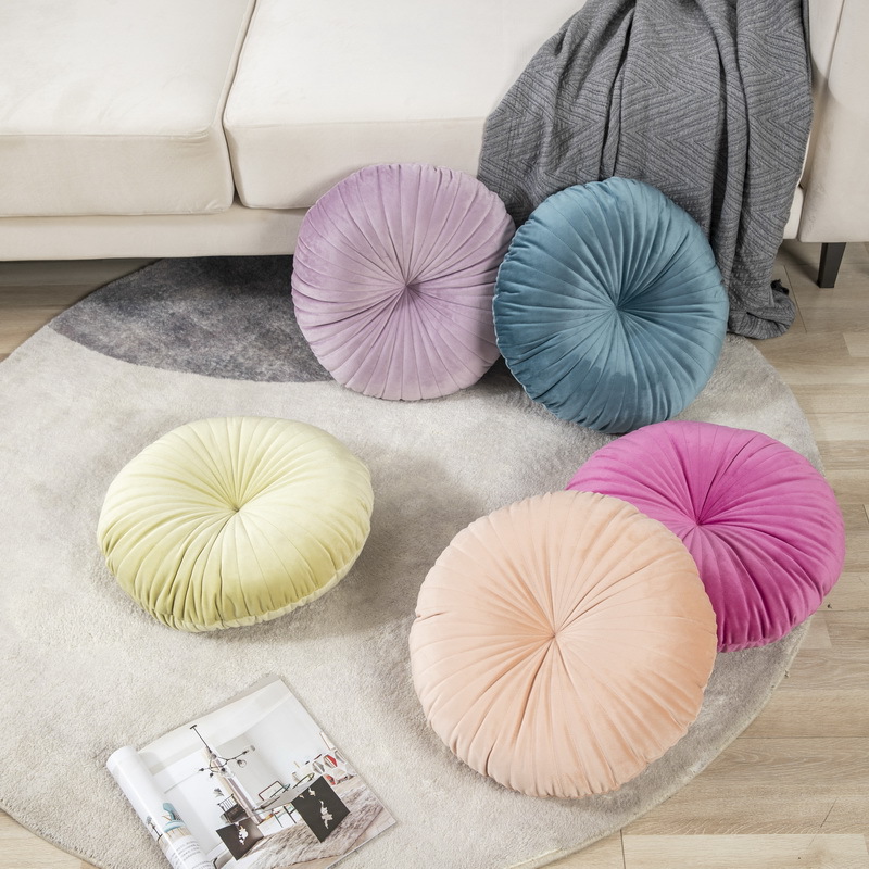 Solid Color Quilted Round Pumpkin Cushion Nordic Living Room
