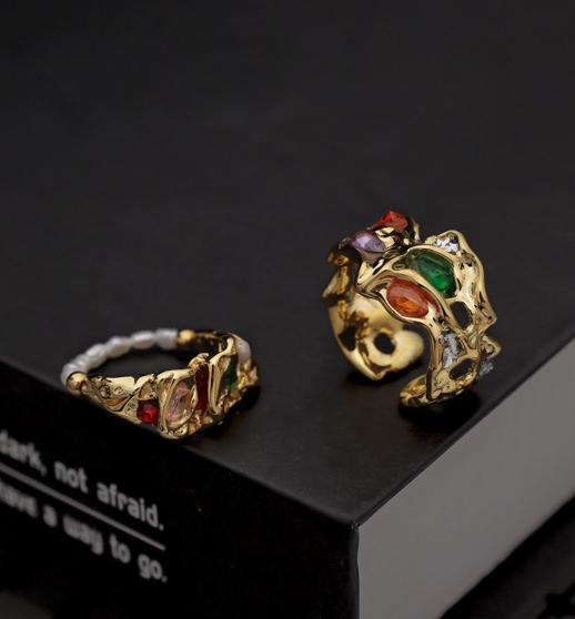 High Color Retention Vacuum Plating True Gold Tide Cool Personality Color Zircon