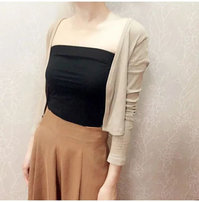 Slimming Strapless Anti exposure Bottoming Tube Short Type Top Black - Shop at LoveMi