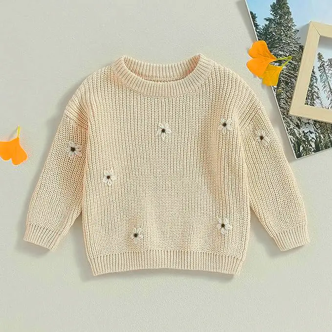 Autumn And Winter Handmade Embroidery Bottoming Long Sleeve Little Flower Sweater
