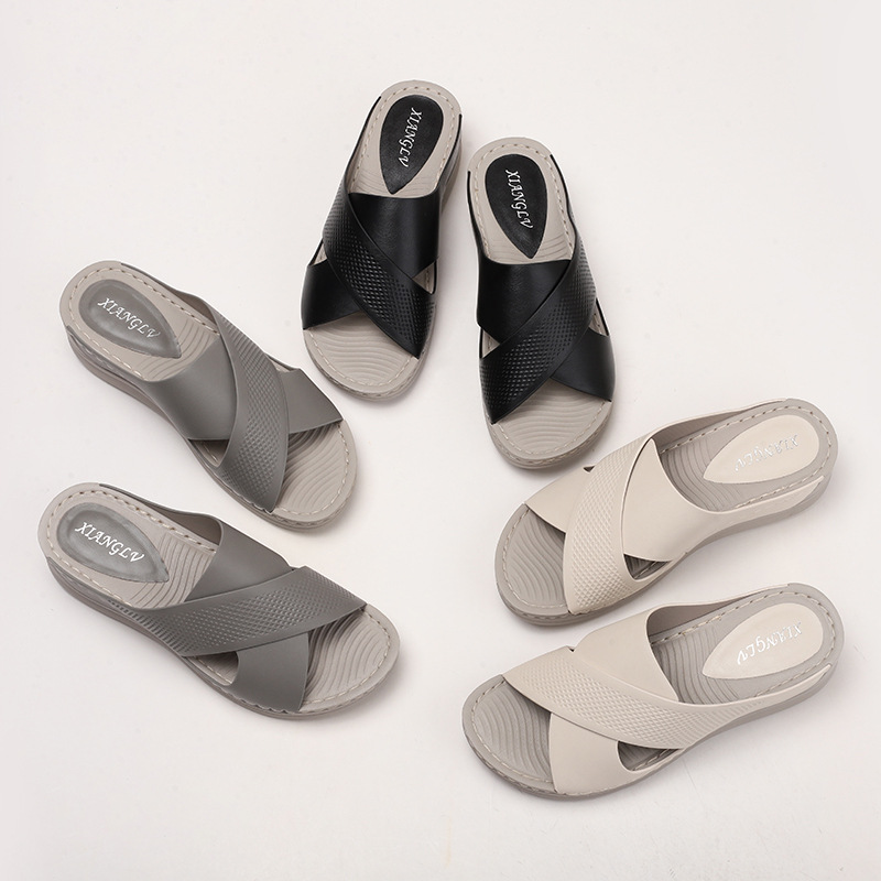 New Summer Fish-mouth Shoes For Women Chunky-sole Slide Sandals