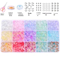 Glass Jelly Double Crystal Round Beads Material Package Handmade Diy Bracelet Accessories Set Box String Beads Materials - Style27 - View 1