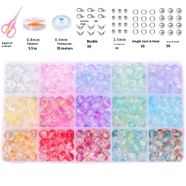 Glass Jelly Double Crystal Round Beads Material Package Handmade Diy Bracelet Accessories Set Box String Beads Materials Style27 - Shop at LoveMi