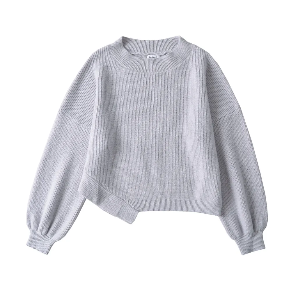Women's American-style Temperament Leisure Slant-shoulder Loose Sweater - Light Purple
