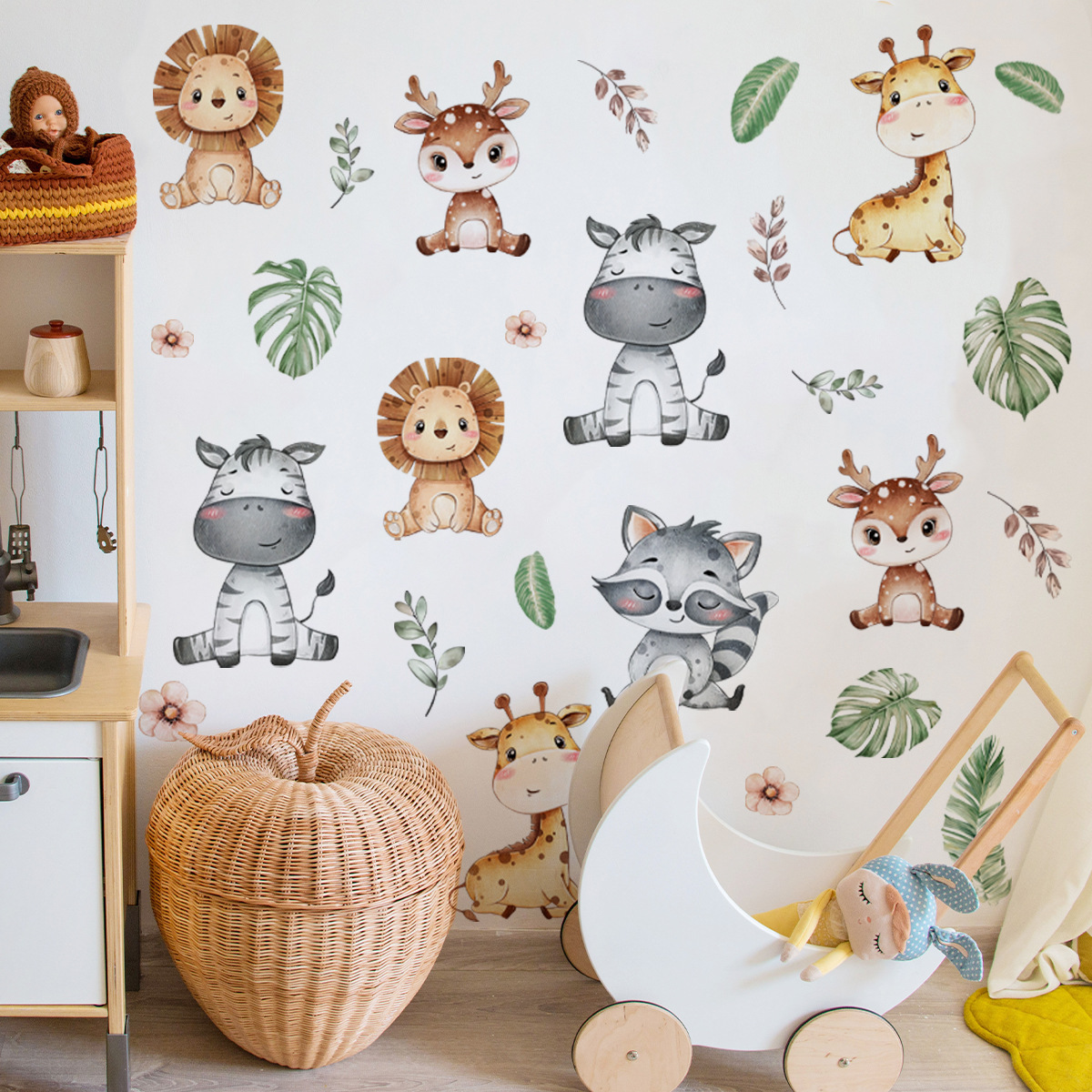 Title 6, Set Of 6 Monkey Elephant Tiger Giraffe Cartoon ...