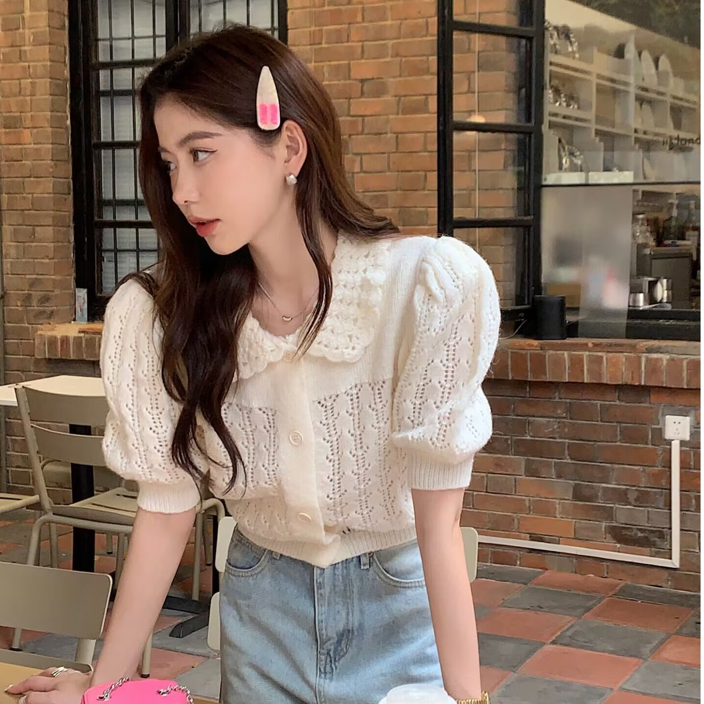 Spring Summer Womens Short Knitted Top