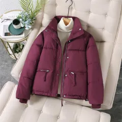 Fashion Down Women's Small Short Winter Cotton-padded Coat Thick Loose - Wine - View 1