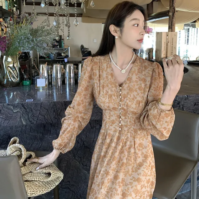 Chiffon Tea Break Long Mori Girl Style Dress Women Picture Color S - Shop at LoveMi