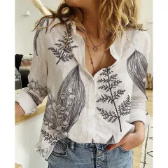 Linen Cotton Washed Single-breasted Long Sleeve Shirt For Women - Tmc8291-Xl - View 1