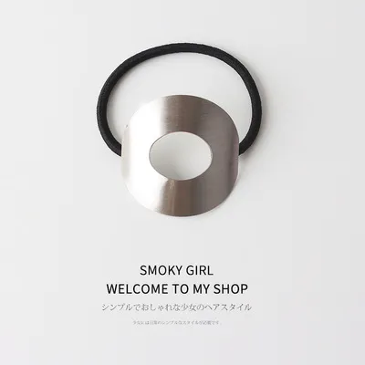 European And American Ins Cold Style Geometric Metal Brushed Hollow Hair Ring Semicircle Silver - Shop at LoveMi