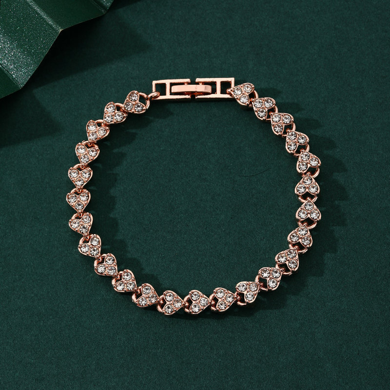Women's Minimalist Creative Heart Shape With Diamond Roman Bracelet