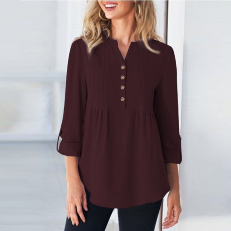 Women's Fashion Casual Solid Color Shirt