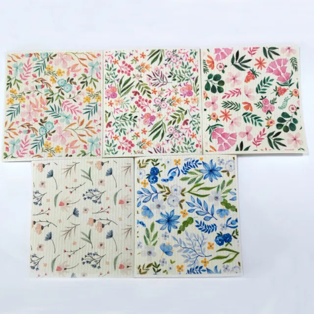Household Wood Pulp Cotton Cleaning Cloth And Dishwashing 5 Pieces Of Flowers - Shop at LoveMi