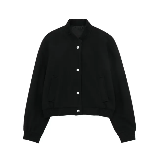 Autumn New Women's Baseball Uniform Rib Soft Pilot Jacket Black - Shop at LoveMi