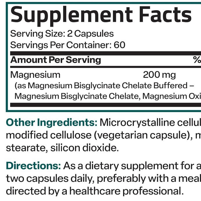 Magnesium Glycinate Supplement Capsules In A Bottle