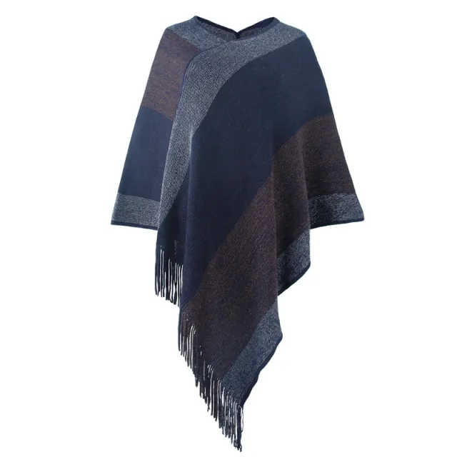 Fashion Tassel Knitted Scarf Shawl Navy Blue - Shop at LoveMi