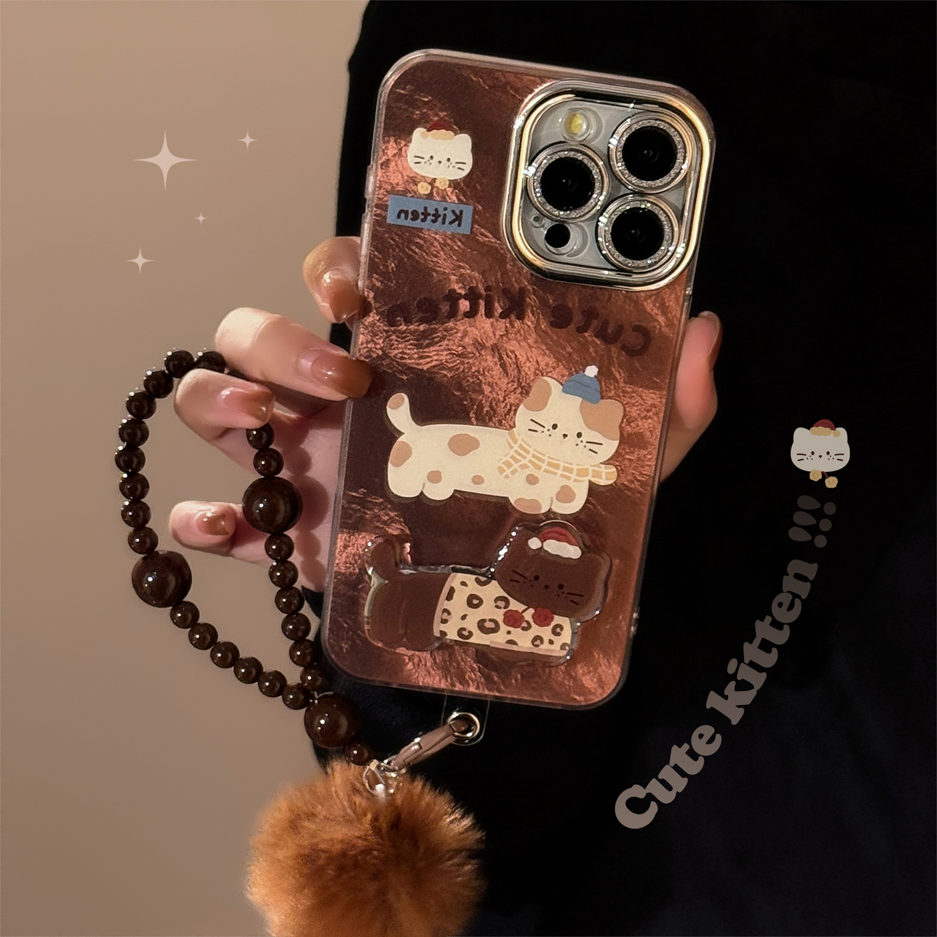 Adorable Brown Cat Phone Case With A Stand