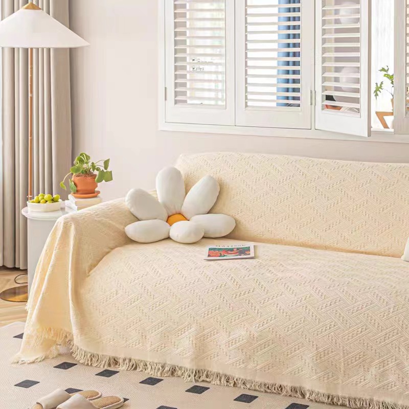Simple Four-season Blanket Made Of Cotton Fabric A Full-cover Sofa Throw