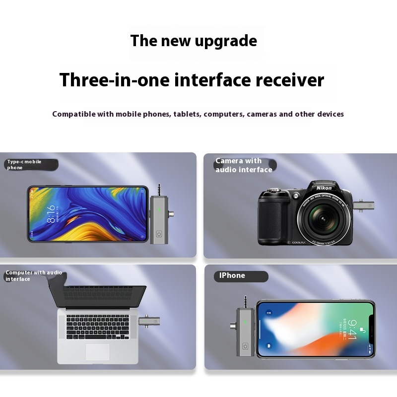 S17 Wireless Three-in-one Neckline Clip Microphone Receiver