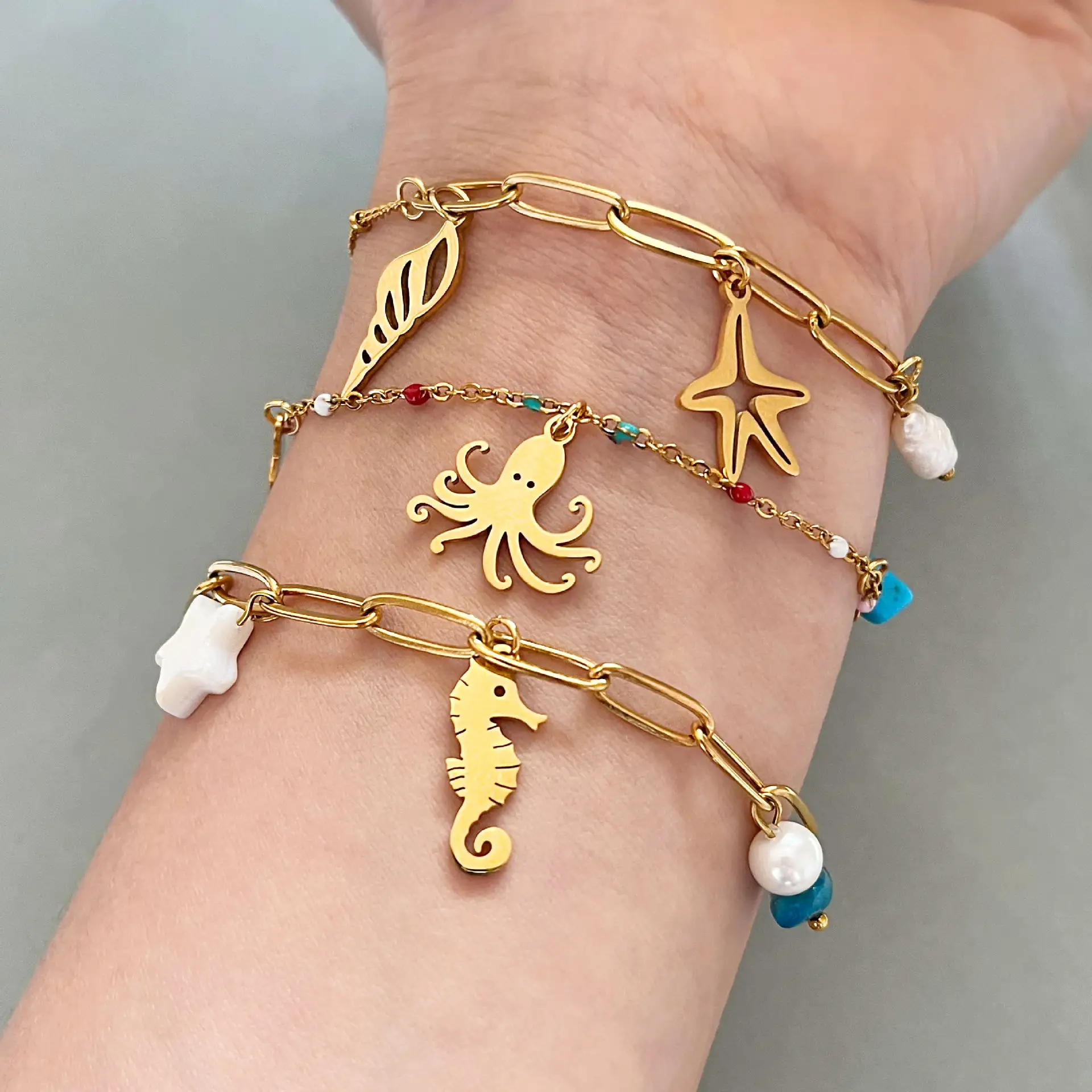 Ocean Series Seahorse Starfish Women's Pendant Bracelet
