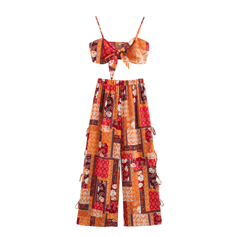 Simple Casual Ethnic Style Sexy Vacation Style Printing Suit