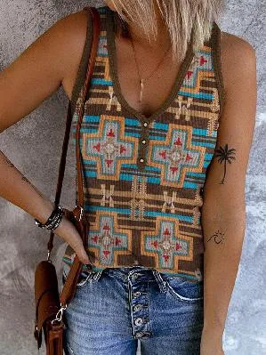 Women's Clothing Abstract Printing Casual V neck Women's Sleeveless Vest Kkwving174054Ass 4Xl - Shop at LoveMi