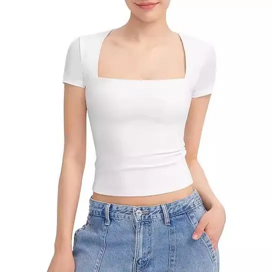 Summer Pullover Outer Wear Slim T shirt White - Shop at LoveMi