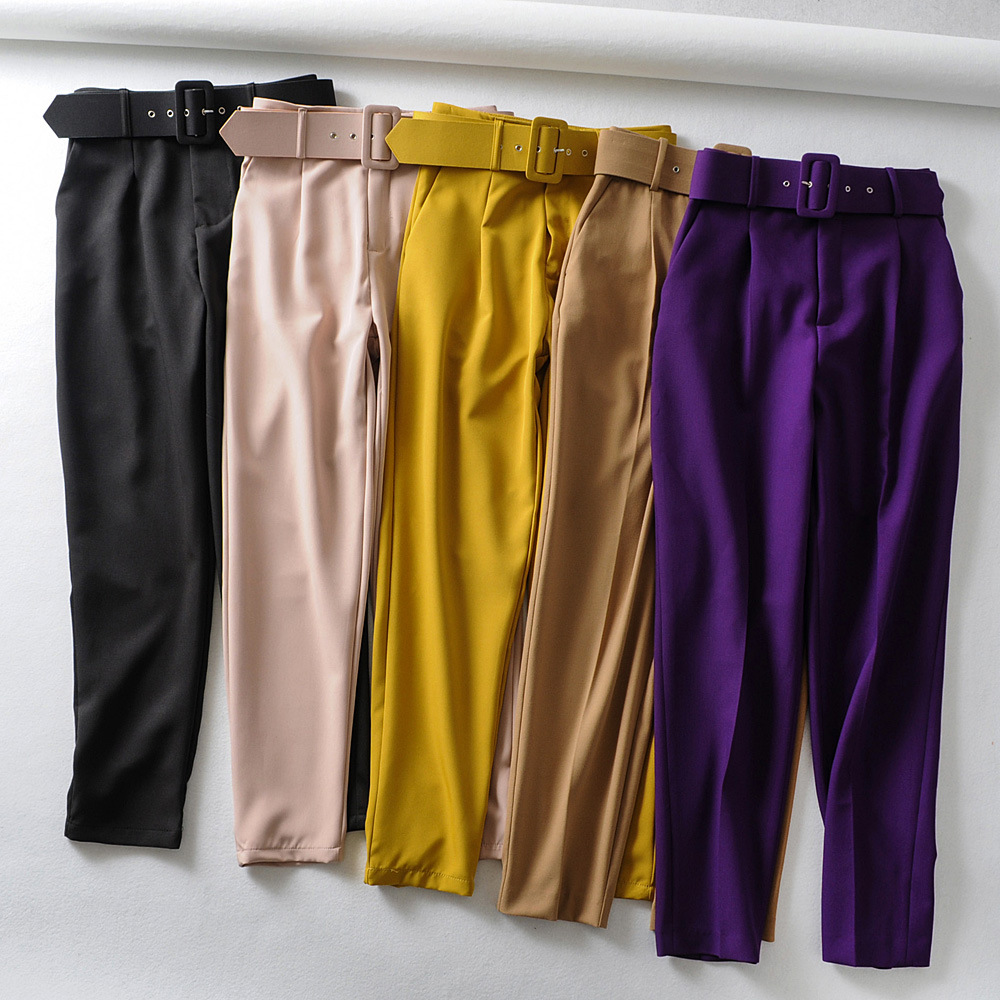 Title 6, Multicolor pleated harem pants with solid color...