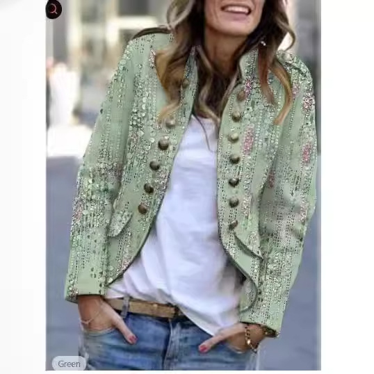 Fastener Decoration Stand Collar Long Sleeve Solid Color Cardigan Woolen