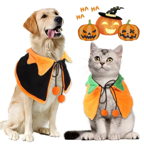 Halloween Pumpkin Double-sided Dog Cloak Cat Ornaments