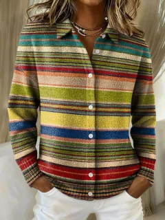 Women's Shirt Lapel Cardigan Top Solid Color - Color 30-M - View 1