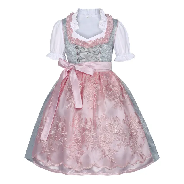 Girls' New Retro Beer Festival Lace up Lace Dress Pink - Shop at LoveMi