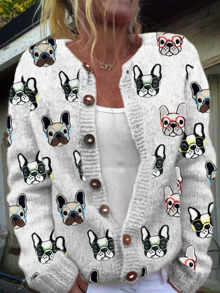 3D Digital Printing Cardigan Knitted Coat Women - 11 Color-L