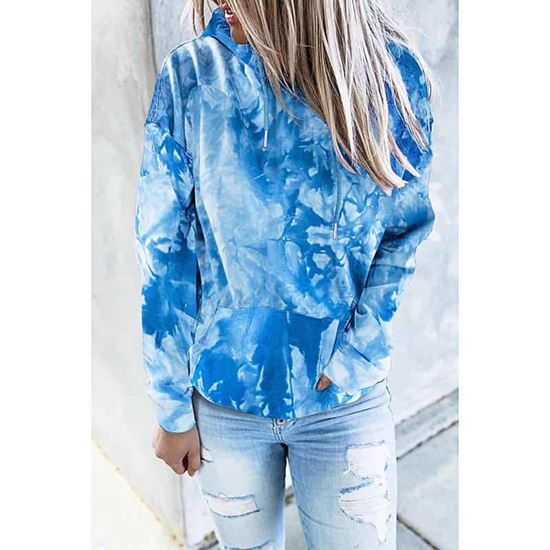 Title 38, Tie-Dye Printed Sweater Loose Hooded Long Sleev...