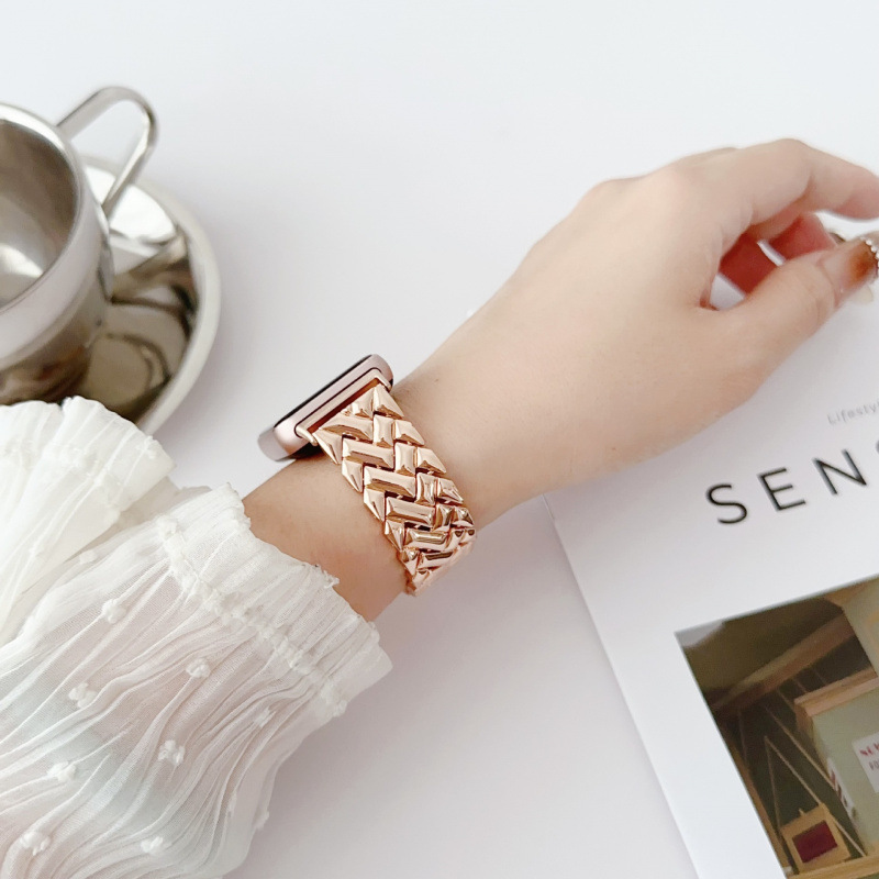 V-shaped Diamond-encrusted Metal Watch Band For Fit 3 10