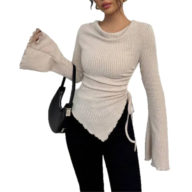 Design Sense Rope Slim Pullover Women Apricot - Shop at LoveMi