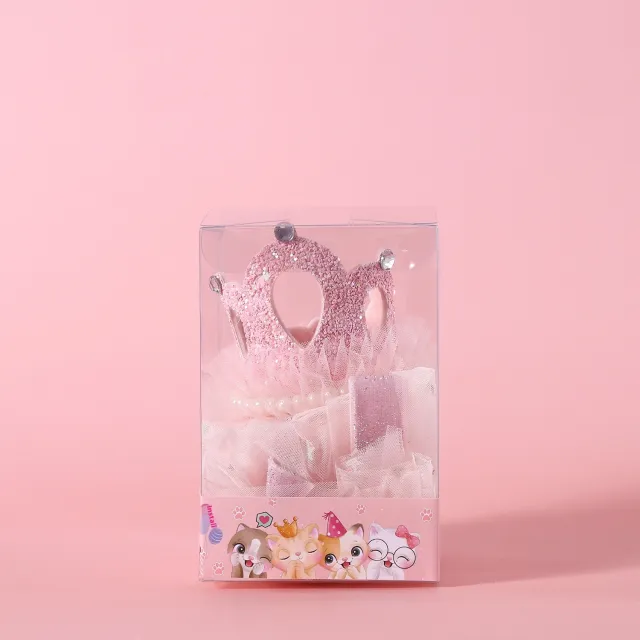 Pet Wedding Princess Crown Headdress Cat Pink Crown Veil - Shop at LoveMi