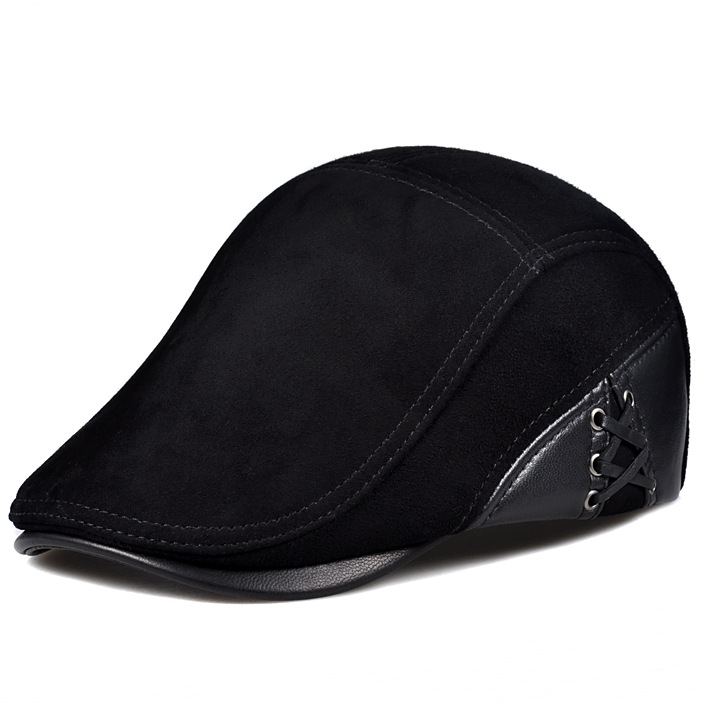 Winter Genuine Leather Men's Beret Cotton
