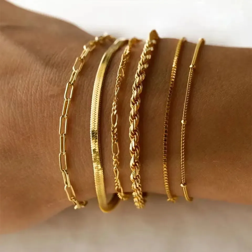 Stainless Steel 5-piece Set Simple Bracelet Does Not Fade