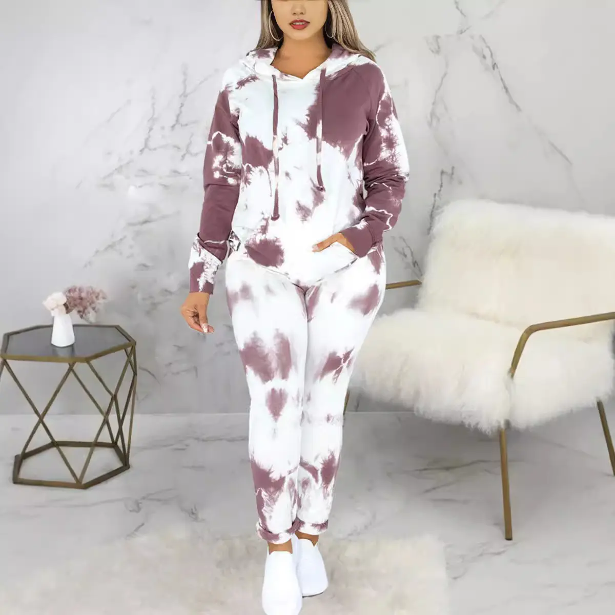 Hooded Sweatshirt Set Two-piece Graffiti Style