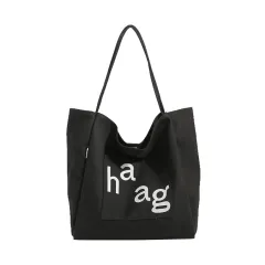 Large Capacity Canvas Commuter Tote - Black - View 1