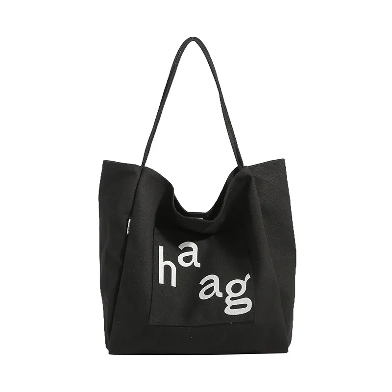 Large Capacity Canvas Commuter Tote - Black