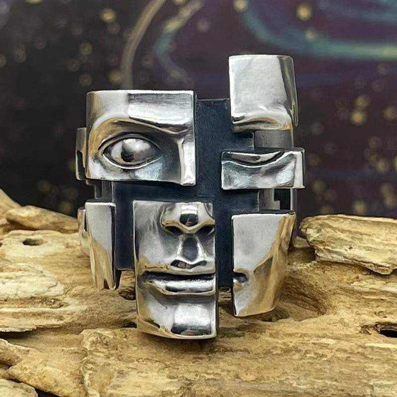 Retro Personality Split Mask Ring