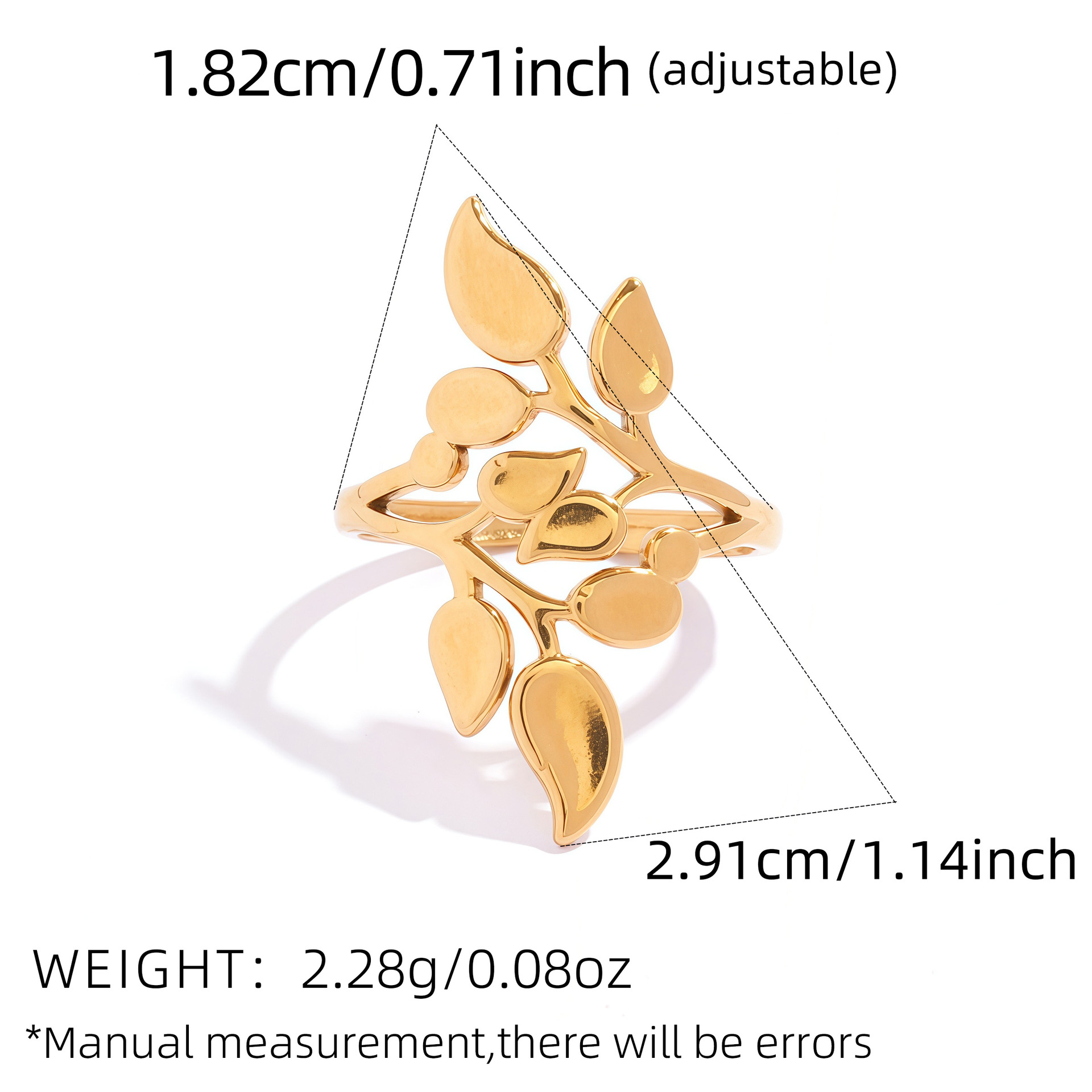 Stainless Steel Leaf Ring, picture 4 of 6